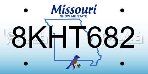 8KHT682 Missouri License Plate