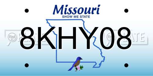 8KHY08 Missouri License Plate