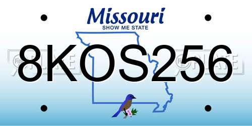 8KOS256 Missouri License Plate