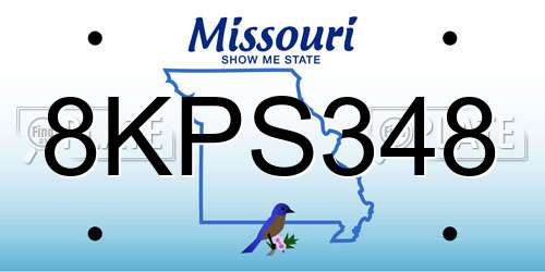 8KPS348 Missouri License Plate