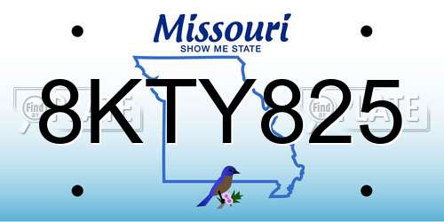 8KTY825 Missouri License Plate