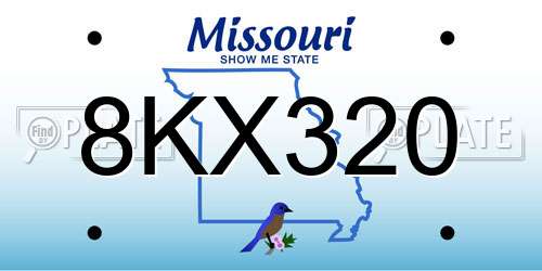 8KX320 Missouri License Plate