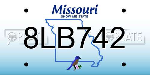 8LB742 Missouri License Plate
