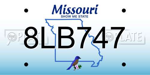 8LB747 Missouri License Plate