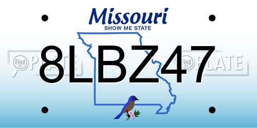 8LBZ47 Missouri License Plate