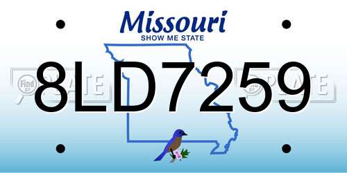8LD7259 Missouri License Plate