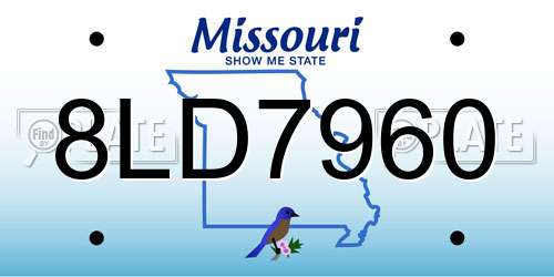 8LD7960 Missouri License Plate