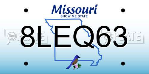 8LEQ63 Missouri License Plate