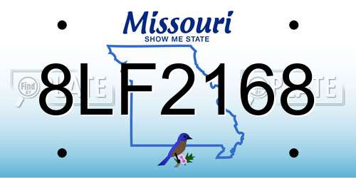 8LF2168 Missouri License Plate