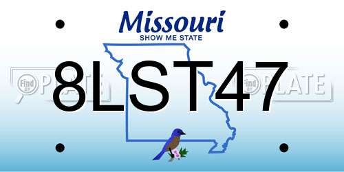 8LST47 Missouri License Plate