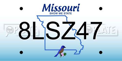8LSZ47 Missouri License Plate