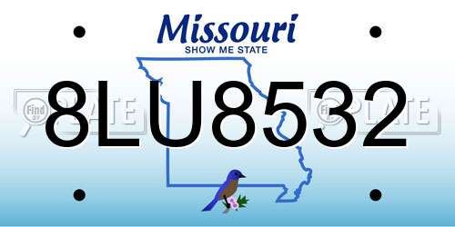 8LU8532 Missouri License Plate