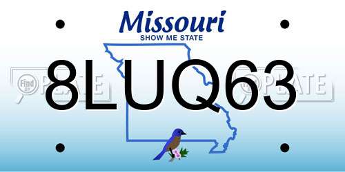 8LUQ63 Missouri License Plate