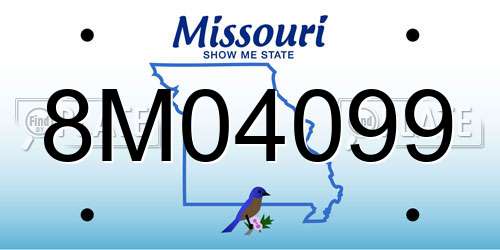 8M04099 Missouri License Plate