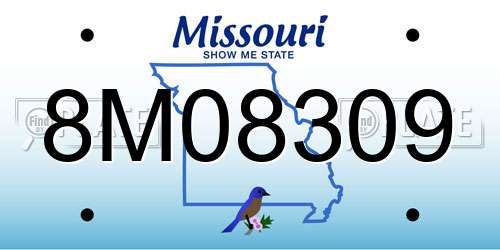 8M08309 Missouri License Plate