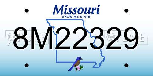 8M22329 Missouri License Plate