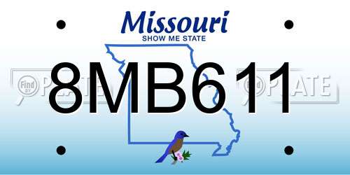 8MB611 Missouri License Plate