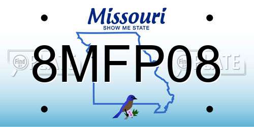 8MFP08 Missouri License Plate