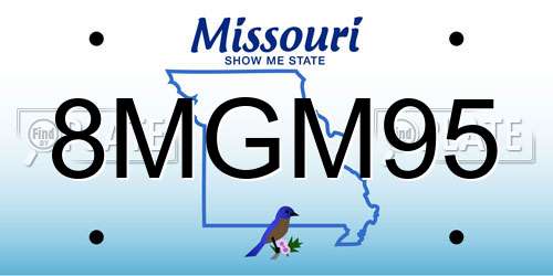 8MGM95 Missouri License Plate
