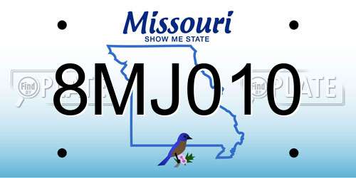 8MJ010 Missouri License Plate