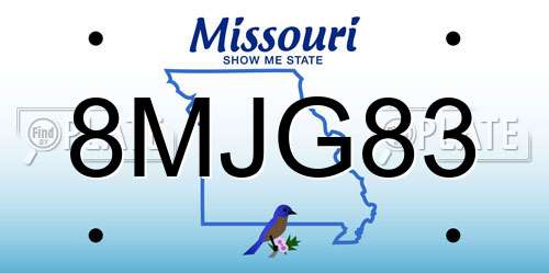 8MJG83 Missouri License Plate