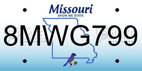 8MWG799 Missouri License Plate