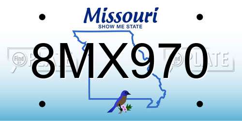 8MX970 Missouri License Plate