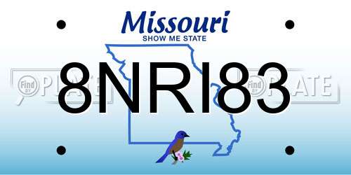 8NRI83 Missouri License Plate