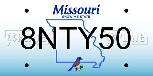 8NTY50 Missouri License Plate