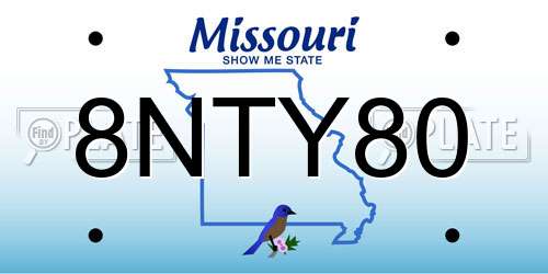 8NTY80 Missouri License Plate