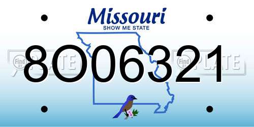 8O06321 Missouri License Plate