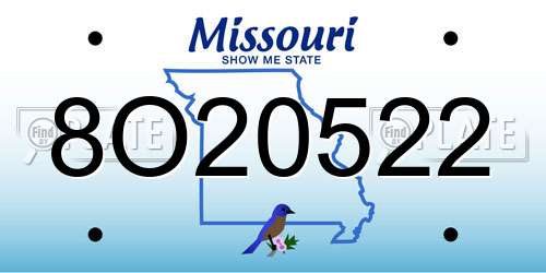 8O20522 Missouri License Plate