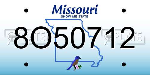 8O50712 Missouri License Plate