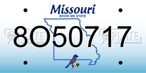 8O50717 Missouri License Plate