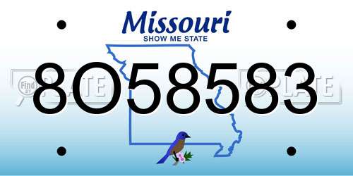 8O58583 Missouri License Plate