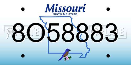 8O58883 Missouri License Plate