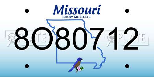 8O80712 Missouri License Plate