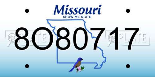 8O80717 Missouri License Plate