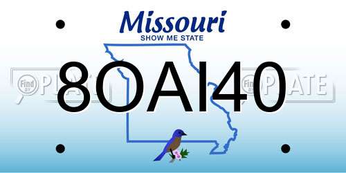8OAI40 Missouri License Plate