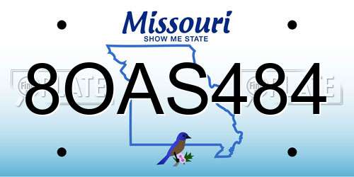 8OAS484 Missouri License Plate