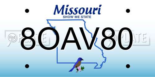 8OAV80 Missouri License Plate