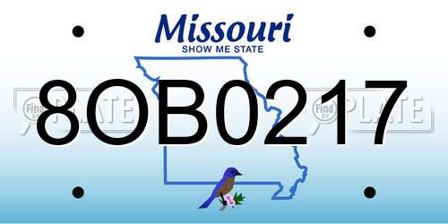 8OB0217 Missouri License Plate