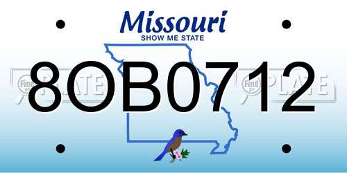8OB0712 Missouri License Plate
