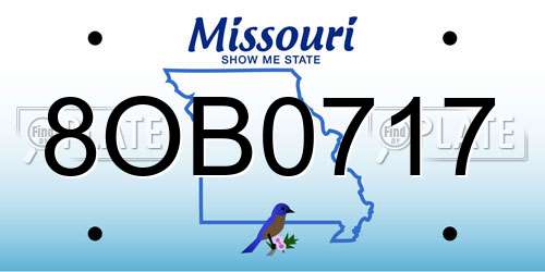 8OB0717 Missouri License Plate