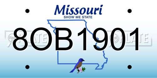 8OB1901 Missouri License Plate