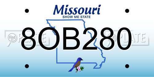 8OB280 Missouri License Plate