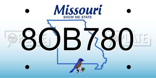 8OB780 Missouri License Plate