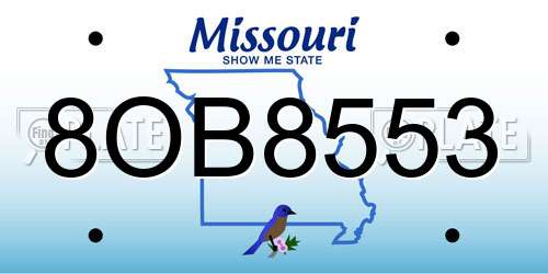 8OB8553 Missouri License Plate