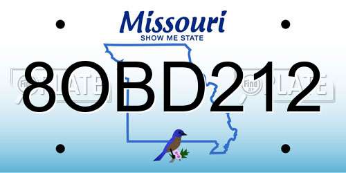 8OBD212 Missouri License Plate
