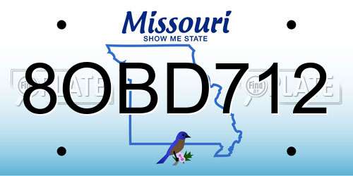 8OBD712 Missouri License Plate